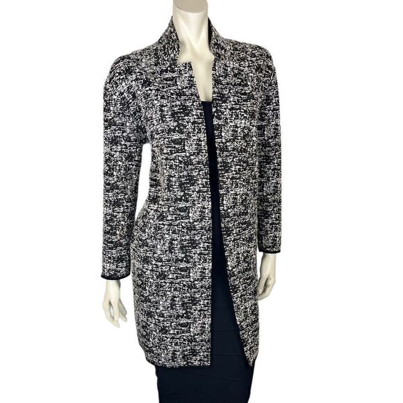 NWOT Philosophy Black/Cream Long Open Front Jacket with Notched Collar Size S - Picture 9 of 9